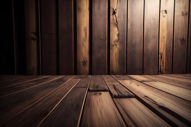 A wooden floor in a room with a light on it