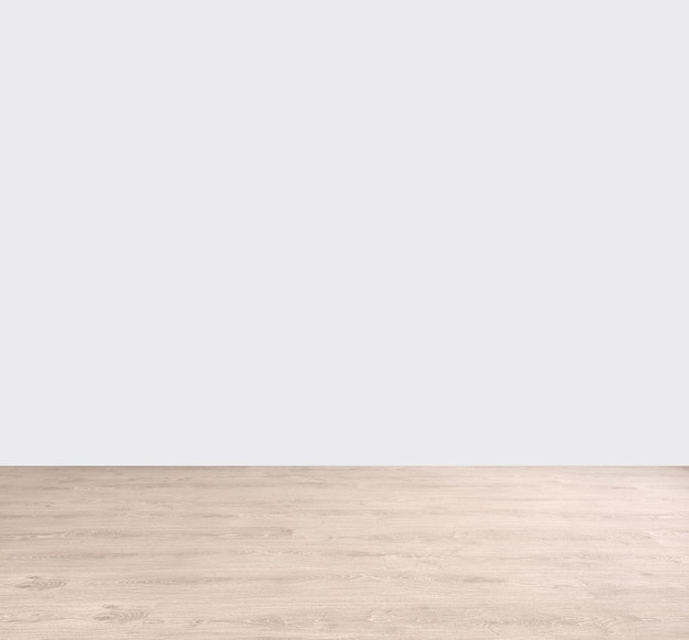 Wooden floor and white wall background