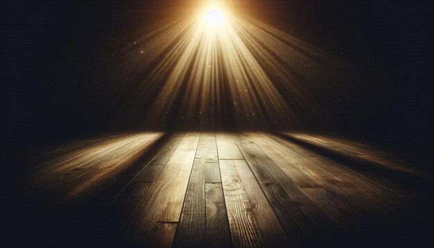 Photo a wooden floor with a light shining on it