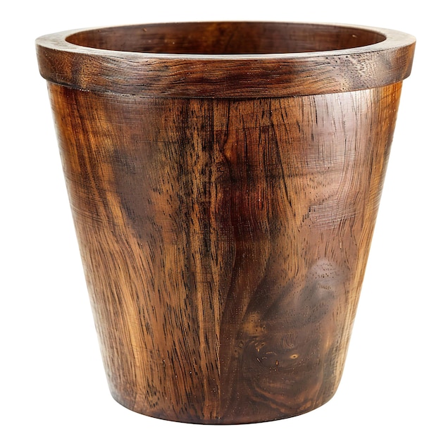 Wooden flower pot isolated on white background Clipping path included