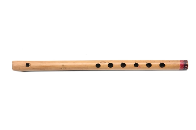 Wooden flute instrument isolated on white