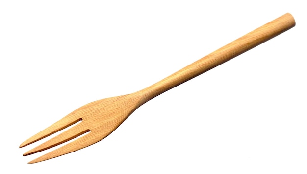 Wooden fork isolated on white background