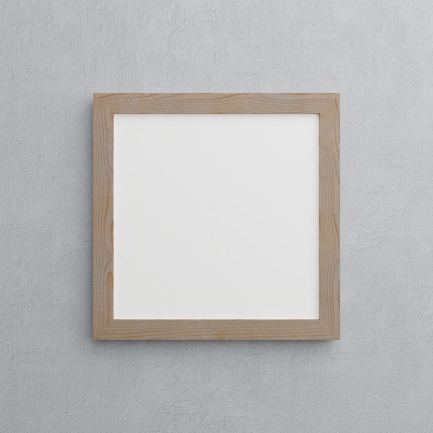 Wooden frame on grey wall background