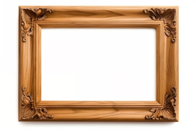 Wooden Frame Isolated on a Transparent Background AI