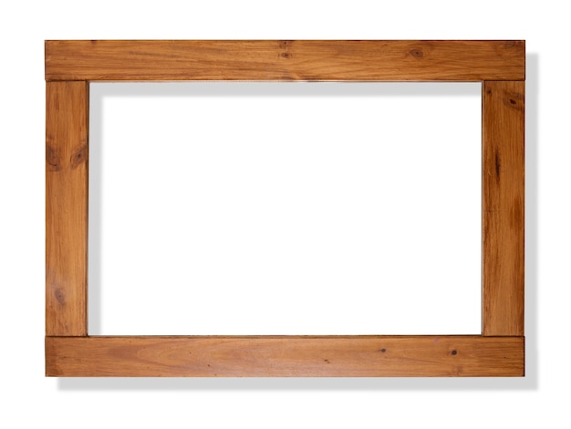 Wooden frame isolated on white with clipping path