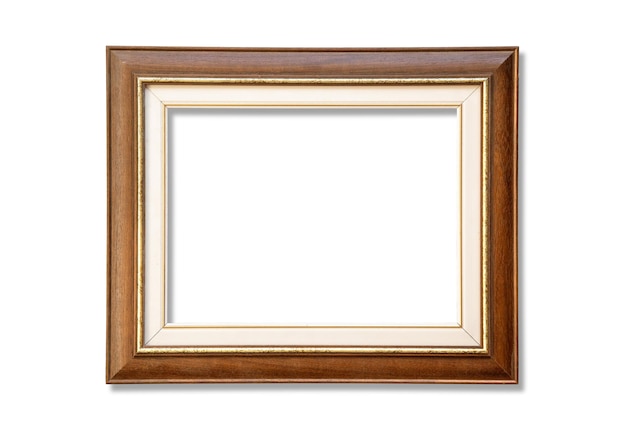 Wooden frame isolated on white with clipping path