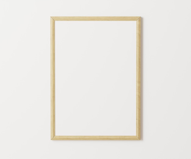 Wooden frame mockup on white wall 34 ratio 30x40 cm 18x24quot empty poster frame mock up 3d rendering