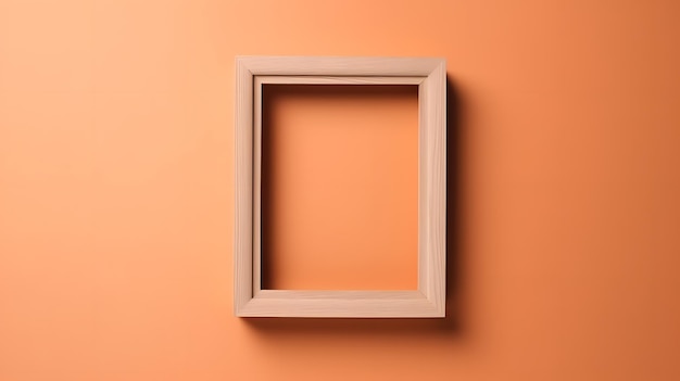 A wooden frame on an orange wall