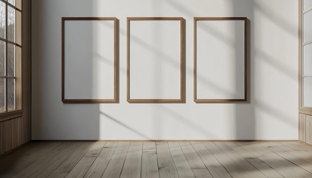 Photo a wooden frame in a room with a wooden floor and a wooden floor