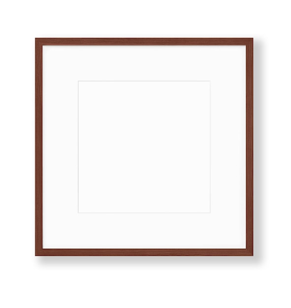 A wooden frame with a brown border and a white background.