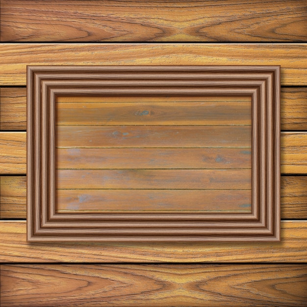 Wooden frame on wooden background