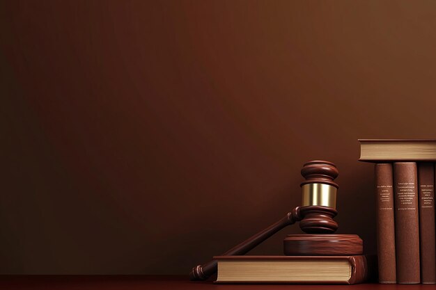 A Wooden Gavel on a Courtroom Desk Representing Justice