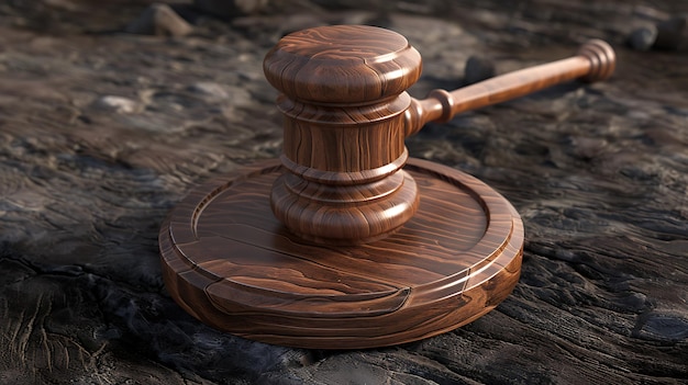 a wooden gavel is placed on a table with a wooden handle