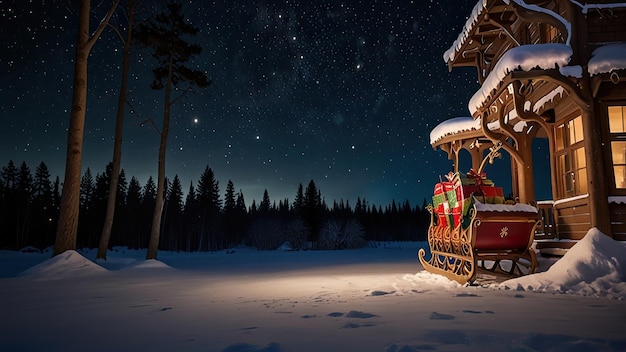 Photo a wooden gazebo with a starry sky in the background