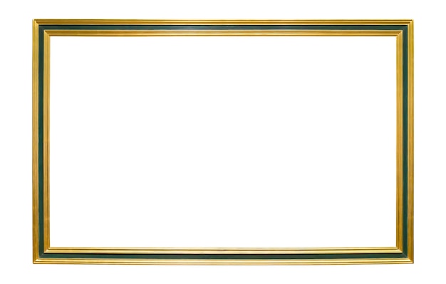 Wooden golden colored picture frame with green element