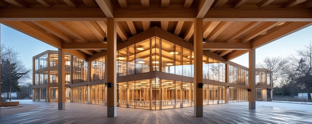 wooden hall and center architecture