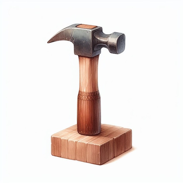 a wooden hammer made of wood is on a wooden block