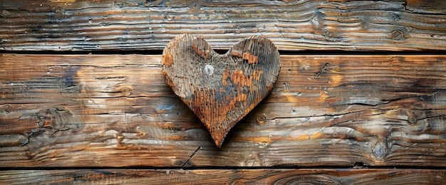 Photo wooden heart on rustic wooden background