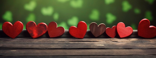 wooden hearts on wooden background