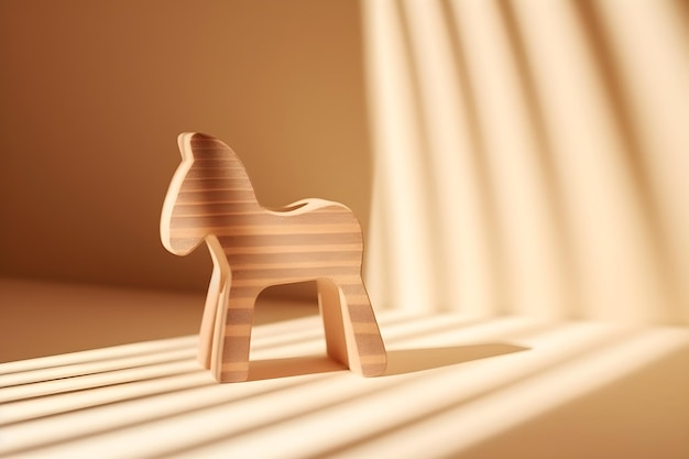 A wooden horse on a surface