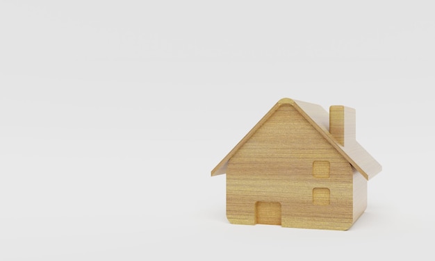 Wooden house on white background Exterior and object concept 3D illustration rendering