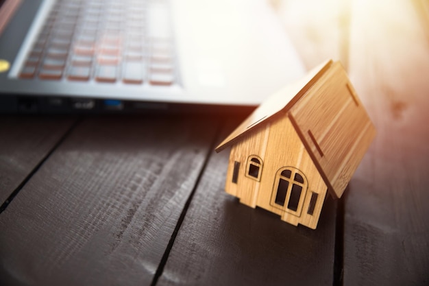 Wooden house with computer