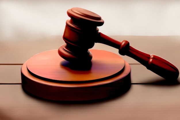 A Wooden Judge'S Hammer Sitting On Top Of A Wooden Table