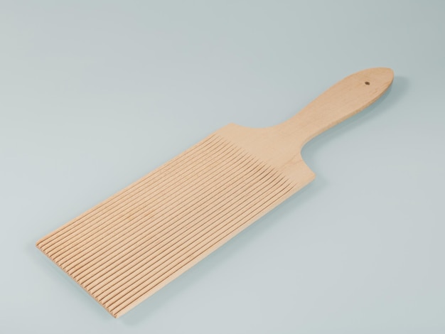 Wooden kitchen utensils Wooden spatula with parallel grooves for working with dough