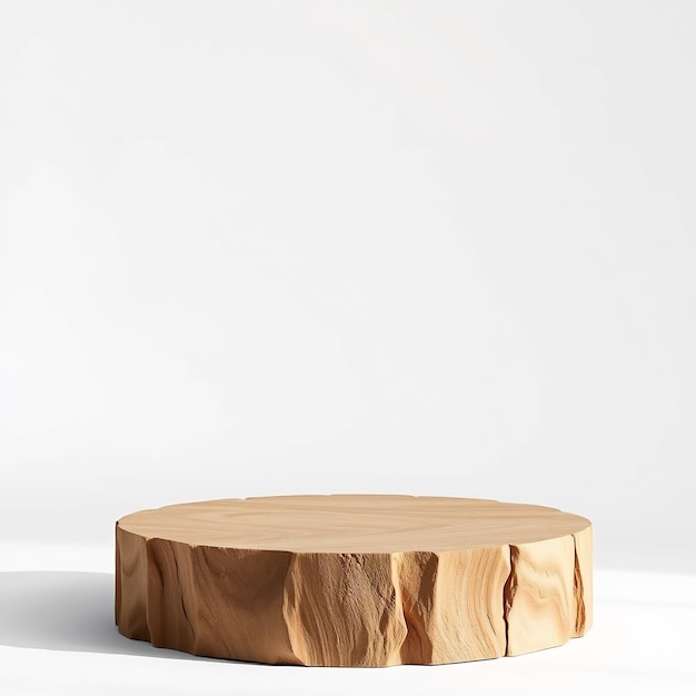 Wooden log slice on a white background