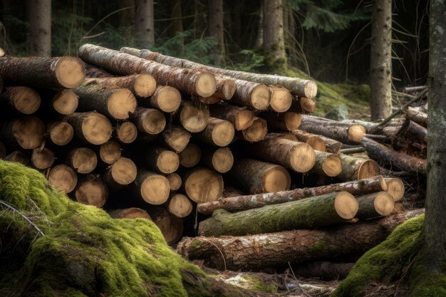 Wooden logs forest Nature trunk Generate Ai