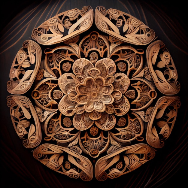 Wooden mandala vintage beautiful mandala design illustration