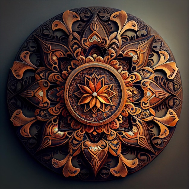 Wooden mandala vintage beautiful mandala design illustration