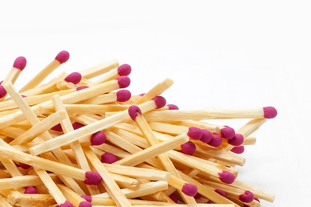 Wooden matches on a white isolated background