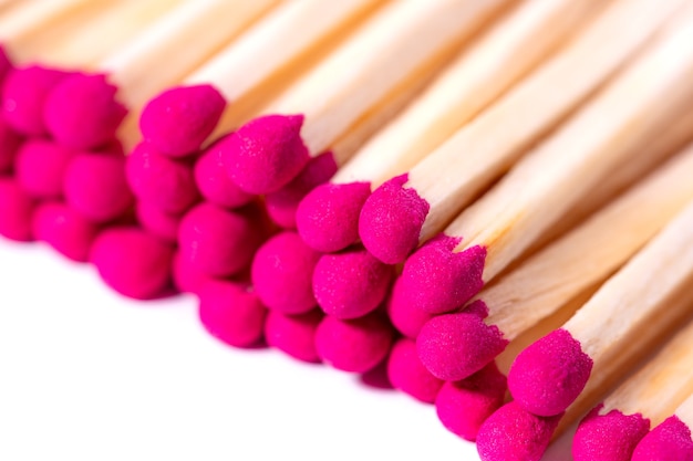 Wooden matches with sulfur for lighting a fire isolated on a white background