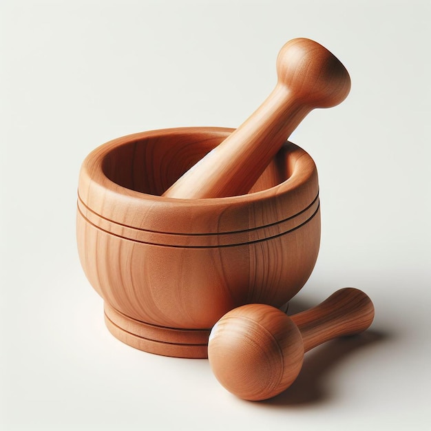 Wooden mortar and pestle