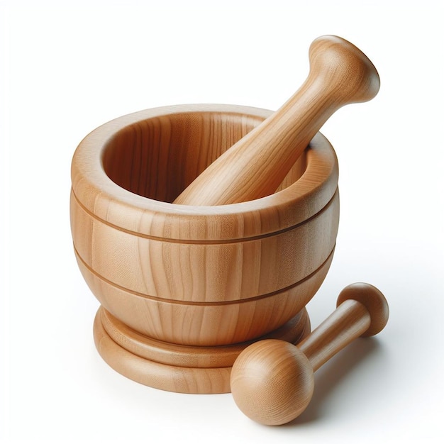 Wooden mortar and pestle