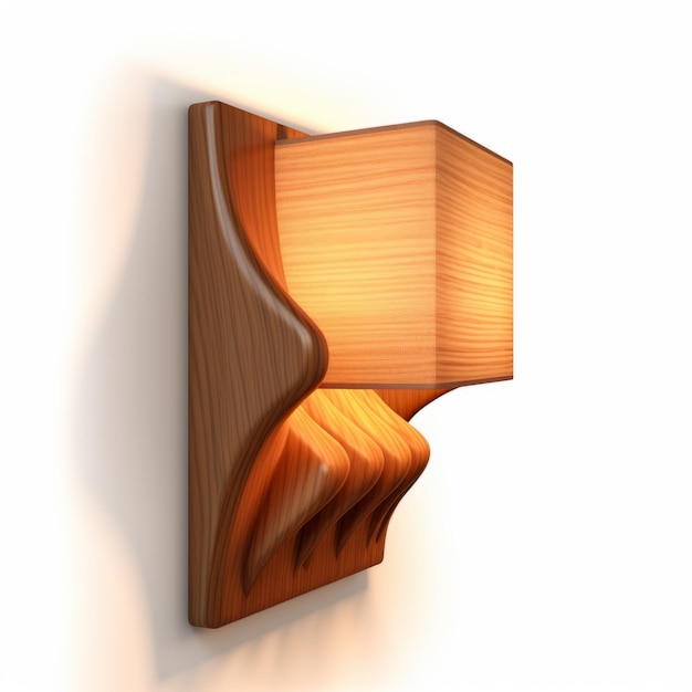 Wooden Nightstand Wall Sconce 3d Rendered White Background