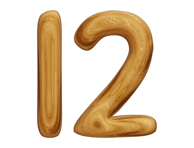 Wooden number 12 for math education and business concept