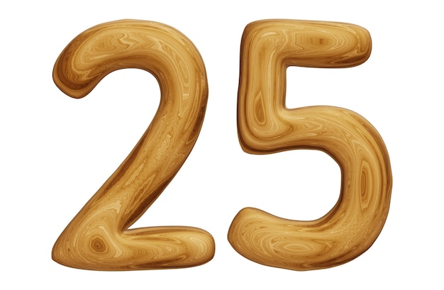 Wooden number 25 for math education and business concept