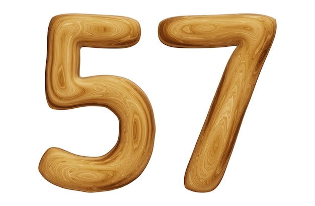 Wooden number 57 for math education and business concept