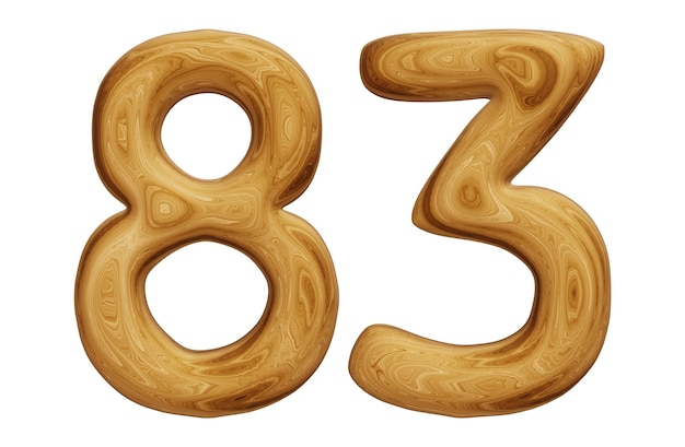 Wooden number 83 for math education and business concept