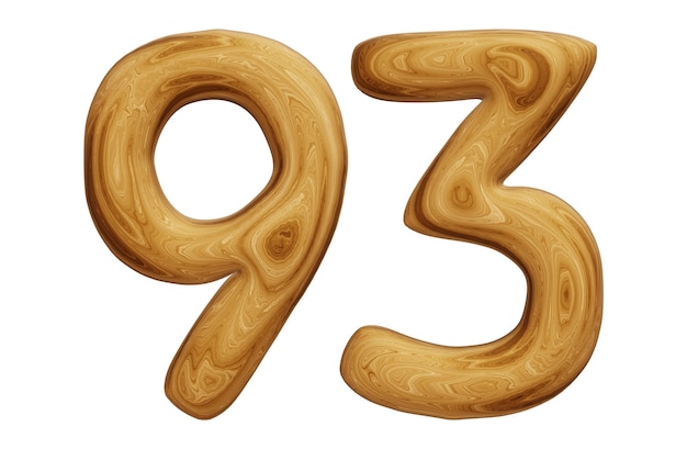 Wooden number 93 for math education and business concept