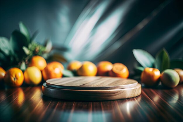 a wooden object with a wooden lid and oranges on the table