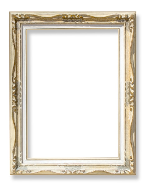 Wooden old frame on white background