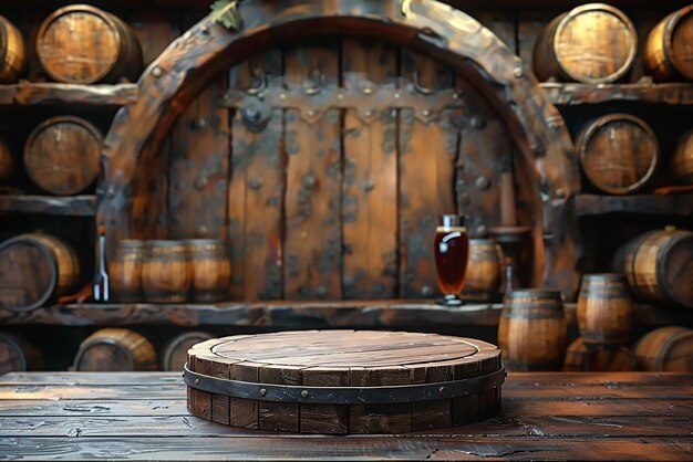 Photo wooden old retro barrel and free space for your decoration