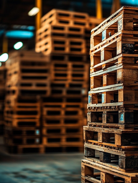 Photo wooden pallets in warehouse storage industrial logistics and supply chain management