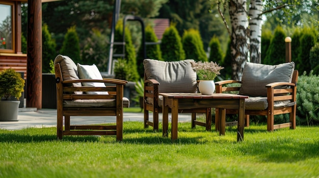 Photo wooden patio set