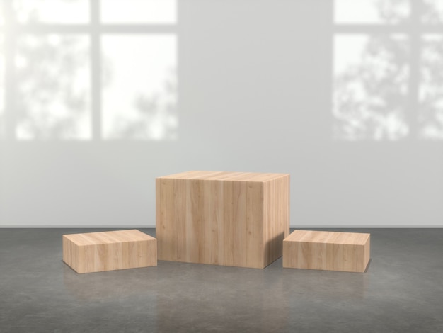 Wooden pedestals for product showing in empty.