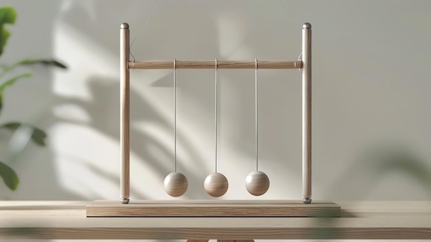 Wooden Pendulum With Three Hanging Balls