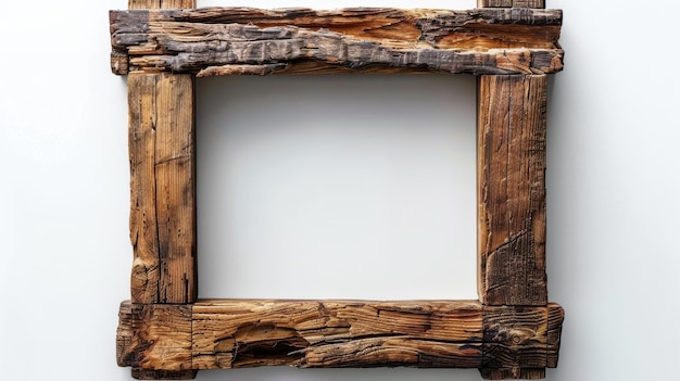 Photo wooden photo frame with rustic charm on transparent background